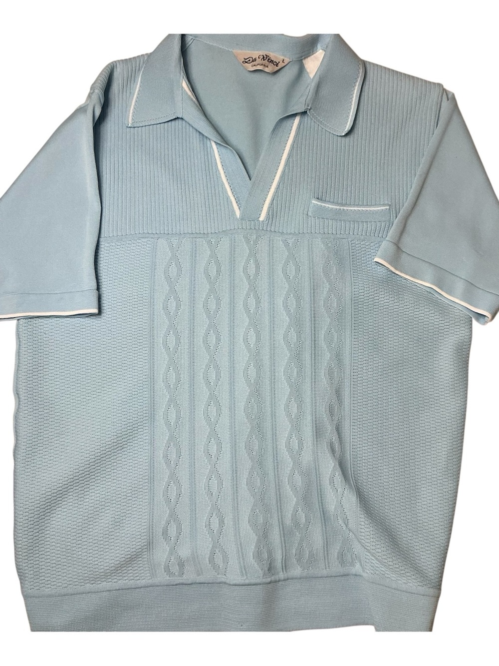 Vintage Da Vinci California sky blue courtside, pullover shirt size large USA